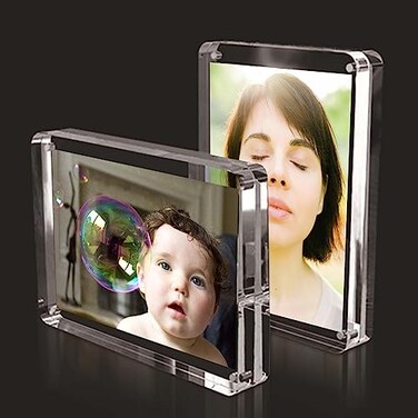 Vowcarol Acrylic Picture Frames 25x35 inches Small Picture Frame Magnetic Photo Display Holder Desktop Frameless Picture Display Wallet Size Picture Frames 2x3