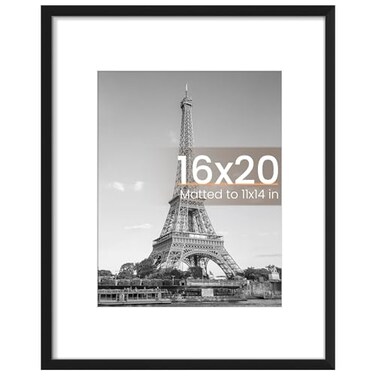 upsimples 16x20 Picture Frame Display Pictures 11x14 with Mat or 16 x 20 Without Wall Hanging Poster Frame Black 1 Pack