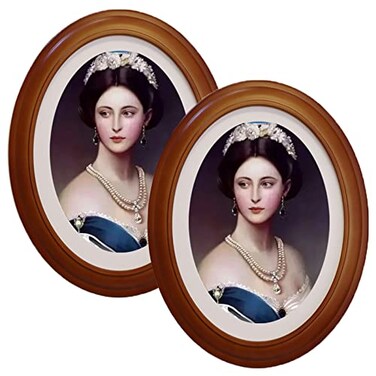 GRRONZEE 2 Pack Oval Picture Frame 5x7 Brown Oval Photo Frames 5 by 7 Wall Picture Frame for Home Decor Photo Gallery