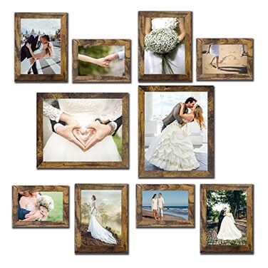 xnlkros Picture Frame Set 10 pack Farmhouse Photo Frames Gallery Wall Frame Collage with Two 8x10 Four 5x7 Four 4x6 Photo Frame set in 3 Different Finishes Picture Frames For Wall or DeskRustic Brown
