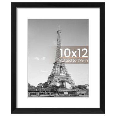 upsimples 10x12 Picture Frame Display Pictures 7x9 with Mat or 10 x 12 Without Wall Hanging Photo Frames Black 1 Pack