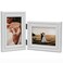 WISADD Vertical Horizontal 4X6 Picture Frames Double Hinged Wood Folding Photo Frames with Real Glass Front Fit for Desktop or Tabletop White XBAIV46H64