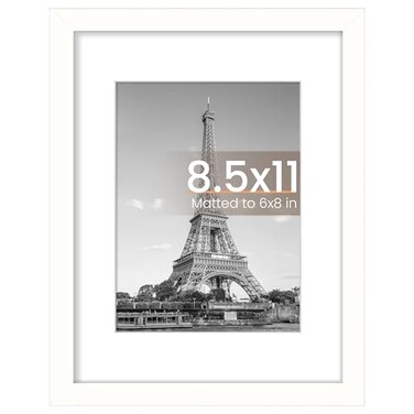 upsimples 85 By 11 Picture Frame Display Pictures 6x8 with Mat or 85 x 11 Without Wall Hanging Photo Frames White 1 Pack