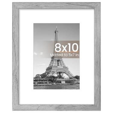 upsimples 8x10 Picture Frame Display Pictures 5x7 with Mat or 8 x 10 Without Wall Hanging Photo Frames Gray 1 Pack