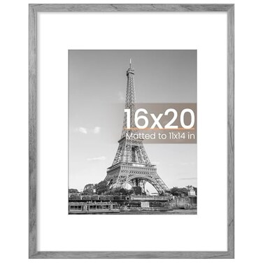upsimples 16x20 Picture Frame Display Pictures 11x14 with Mat or 16 x 20 Without Wall Hanging Poster Frame Gray 1 Pack