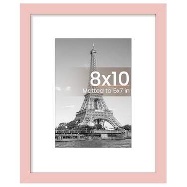 upsimples 8x10 Picture Frame Display Pictures 5x7 with Mat or 8 x 10 Without Wall Hanging Photo Frames Pink 1 Pack