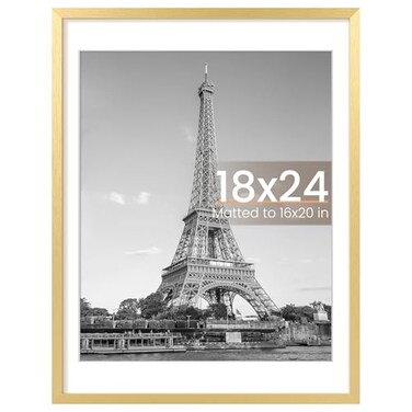 upsimples 18x24 Picture Frame Display Pictures 16x20 with Mat or 18 x 24 Without Wall Hanging Poster Frames Gold 1 Pack