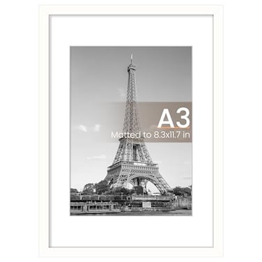 upsimples A3 Picture Frame Display Pictures 83x117 with Mat or 117x165 Without Mat Wall Hanging Photo Frame White 1 Pack