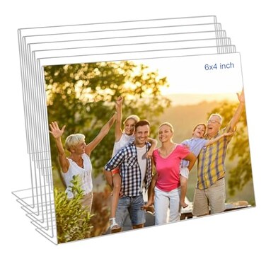 Bolidery 4x6 Acrylic Picture Frames Set Of 6 Clear Acrylic Frameless Gift for Desktop Display Standing Picture or Display Sign Holder with Inserts for Home Office Horizontal