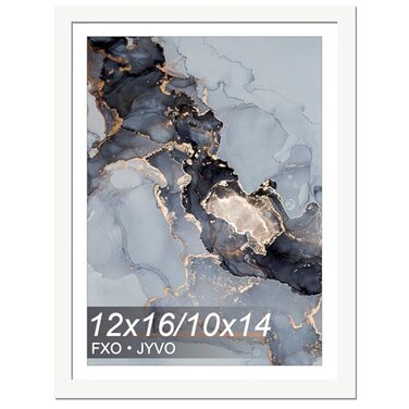 Fxojyvo 12x16 Frame White Display Picture 10 x 14 with Mat or 12 x 16 Without Mat Wall Hanging Large Picture Frame for Diamond Art Painting 30 x 40cm 1 Pack