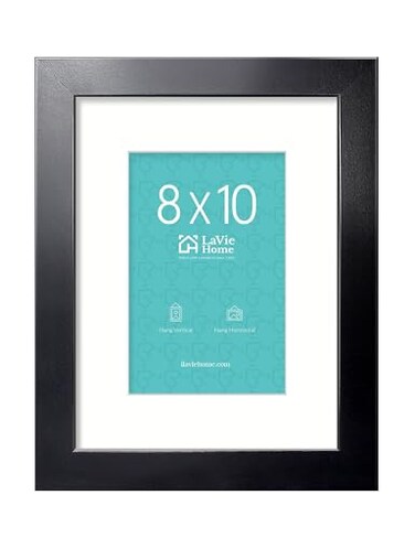 LaVie Home 8x10 Picture Frame 8 x 10 Frame Display Pictures 5x7 with Mat or 8x10 Without Mat Stable and Sturdy Black Frame and Polished Plexiglass Horizontal and Vertical Format of The Walls 1 Pc