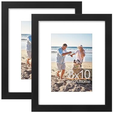 decorUhome 8x10 Picture Frame Display Pictures 5x7 with Mat or 8x10 without Mat Wall Tabletop Display Photo Frame Black 2 Pack