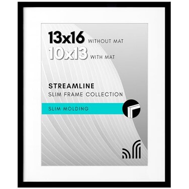 Americanflat 13x16 Picture Frame with Polished Plexiglass Use as 10x13 Frame with Mat or Display 13x16 Photo Without Mat Streamline Collection Thin Border Picture Frames for Wall Black