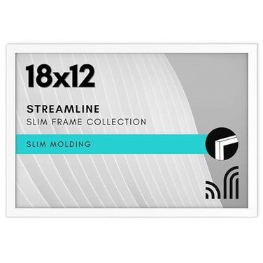 Americanflat 18x12 Picture Frame with Polished Plexiglass Streamline Collection Thin Border Picture Frame for Wall Display Hanging Hardware Included White
