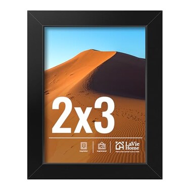 LaVie Home 2x3 Picture Frame 2 x 3 Black Picture Frame with HD Plexiglas 2 by 3 Display Frame 1 Pack Classic Collection