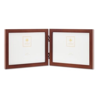 Lawrence Frames Hinged Double Horizontal Walnut Wood Picture Frame Gallery Collection 5 by 7Inch