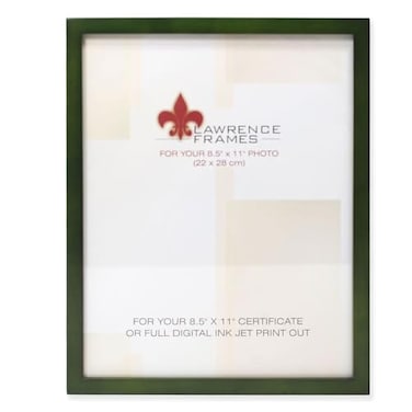 Lawrence Frames Collection Wood Certificate Picture Frame Gallery Green 85x11