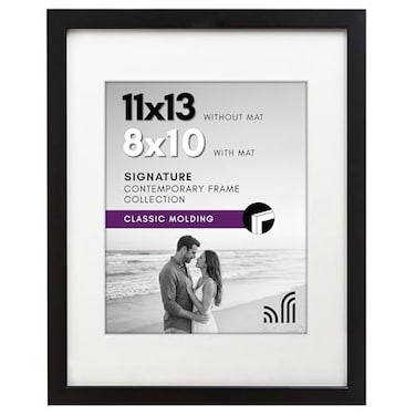 Americanflat 11x13 Picture Frame with ShatterResistant Glass Use as 8x10 Frame with Mat or Display 11x13 Photo Without Mat Signature Collection Picture Frames for Wall Display Black