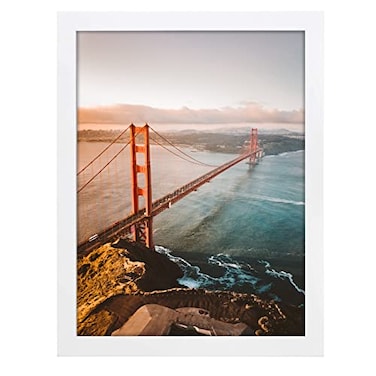 Golden State Art 16x20 Wood Picture Frame with Real Glass and 125 Wide White