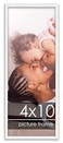 Poster Palooza 4x10 Frame White Solid Pine Wood Picture Frame UV Acrylic Foam Board Backing Hanging Hardware 4x10 Inch Frame