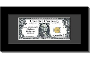 Creative Picture Frames 4x9bkb Black First Dollar Frame with Black Matting Easel Stand and Wall Hanger Included