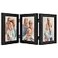 Frametory 5x7 Triple Picture Frames 3 Photo Frames Collage Real Glass Engineered Wood Triple Folding Frame Tabletop Vertical Display Black 1 Pack