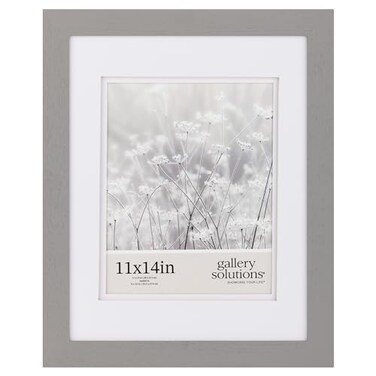 Gallery Solutions 11x14 Flat Grey Wall Frame Double White Mat WallWall Mount Display Perfect Fit for 8x10 Photos Versatile Mounting Options Rectangular Wall Mount Poster Frame