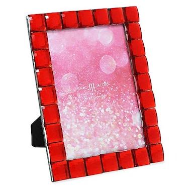 Isaac Jacobs Decorative Sparkling Red Jewel Picture Frame Photo Display Home Dcor 5x7 Red