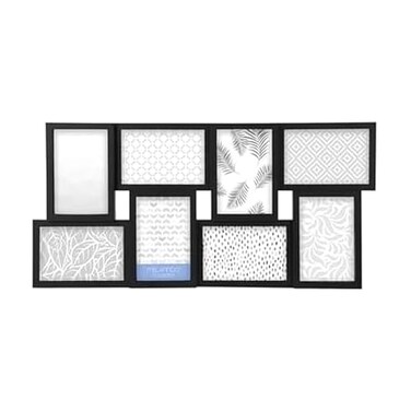 MELANNCO 8Opening Collage Picture Frame for Wall Holds Eight 4x6 Photos Black Plastic Horizontal or Vertical Hanging 235 x 115 Inches