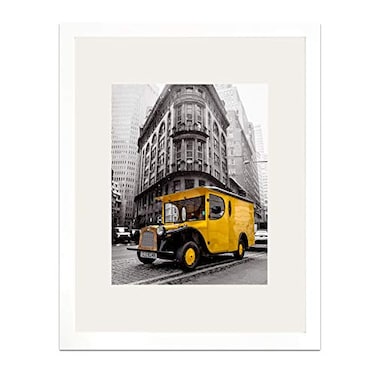 Art Emotion 16x20 Solid Wood Picture Frame in White Handmade Finishing Seamless Surface Real Tempered GlassDisplayPictures11x14 with Mat or 16x20 Without Mat Wall Hanging Poster Frame