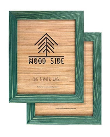 WOOD SIDE Rustic Wooden Picture Frames 8x10 Green Set of 2 Natural Eco Solid Wood and High Definition Real Glass for Wall Hanging and Tabletop Photo Frame