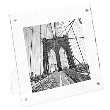 Isaac Jacobs 4 x 4 Clear Plain Acrylic Picture Frame Magnetic Photo Frame Made for Tabletop Display with TwoWay Easel
