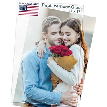Icona Bay Heat Strengthened Glass Replacement for Picture Frame Shatter Free Scratch Proof Clear 11x17 Inch Semi Tempered Cover Sheet