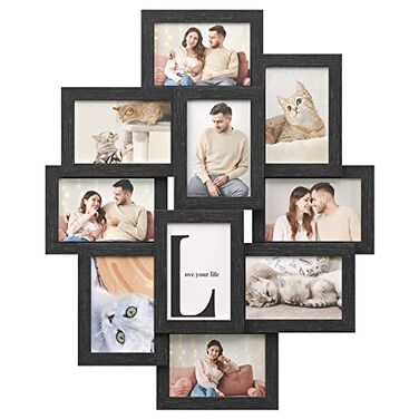 SONGMICS 4x6 Collage Picture Frames 10Pack Photo Collage Frame for Wall Decor Glass Front Assembly Required Ink Black URPF20BK