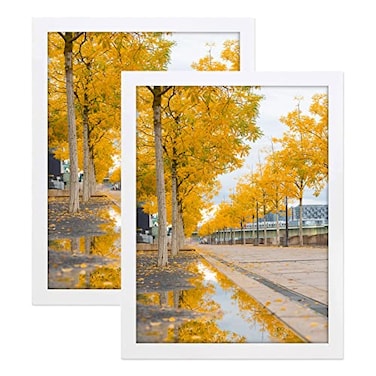 Golden State Art Solid Wood 16x20 Wooden Picture Frame for 16x20 Photos 114Inch Wide with Real Glass Horizontal and Vertical Wall Display Great for Engagement Wedding White 2 Pack