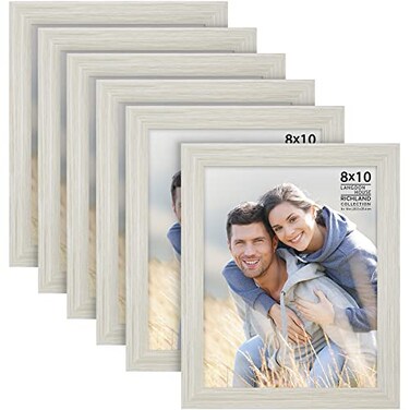 Langdon House 8x10 Picture Frames Almond White 6 Pack Woodgrain Style Wall Mount or Table Top Richland Collection