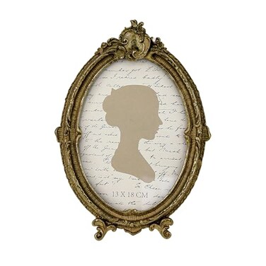 Sunlit Vintage Picture Frame 5x7 Inch Oval Antique Photo Frames with Glass Front Luxury Photo Display Tabletop Wall Hanging Gift Ideas Brown