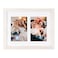 Golden State Art 8x10 Distressed White Collage Picture Frame White Mat for 2 4x6 Pictures Wood Molding Easel Stand for Tabletop DRings for Wall Display Great for Homes Offices Events