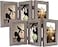 Golden State Art 4x6 Three Picture Frame Trifold Hinged Photo Frame with 3 Openings Desk Top Family Picture Collage with Real Glass 4x6 Triple Grey 2Pack