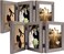 Golden State Art 5x7 Three Picture Frame Trifold Hinged Photo Frame with 3 Openings Desk Top Family Picture Collage with Real Glass 5x7 Triple Grey 2Pack