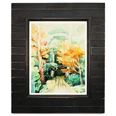 Eosglac 85x11 Picture Frame Distressed Black Timbermount Rustic Photo Frame with Wood Siding Look Tabletop or Wall Display