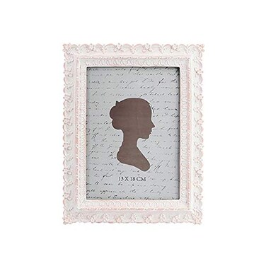AELS 5x7 Inch Vintage Picture Frame Elegant Antique Photo Frames with Glass Front Photo Display Tabletop Wall Hanging Gift Ideas White and Pink