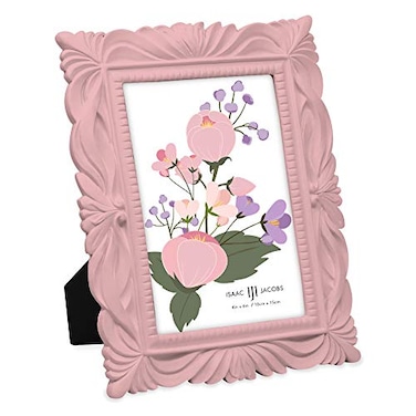 Isaac Jacobs 4x6 Pink Wave Textured HandCrafted Resin Picture Frame with Easel Hook for Tabletop Wall Display Decorative Swirl Design Home Dcor Photo Gallery Art More 4x6 Pink