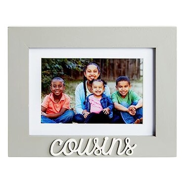 Juvale Cousins Picture Frame 4x6Inch 5x7Inch Gray Wood Rustic Farmhouse Tabletop Photo Frame with Easel Back Raised Cousins Lettering