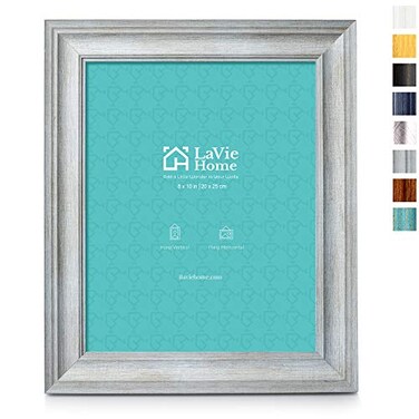 LaVie Home 8x10 Picture Frames 1 Pack Light Gray Rustic Photo Frame Set with Tempered Glass for Wall Mount Display