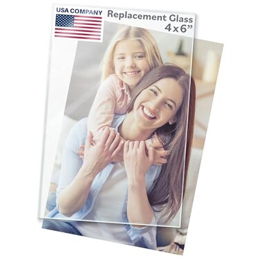 FrameStarr 4x6 Glass Crystal Clear 2 Pack Replacement Glass for 4 x 6 Picture Frames Real Cover Sheets