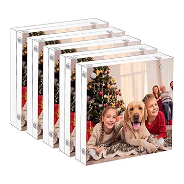 NIUBEE 4x4 Acrylic Frames 5 Pack Double Sided Clear Picture Display