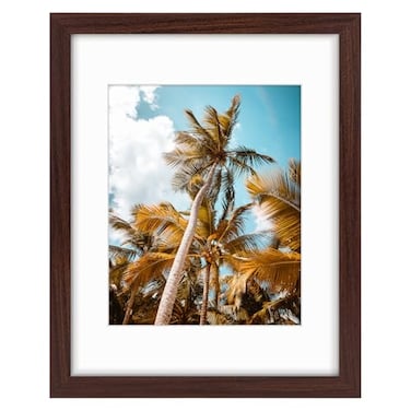 Frametory 11x14 Picture Frame with Mat for 8x10 Photo High Definition Glass Wide Molding Preinstalled Wall Mounting Hardware Brown 1 Pack