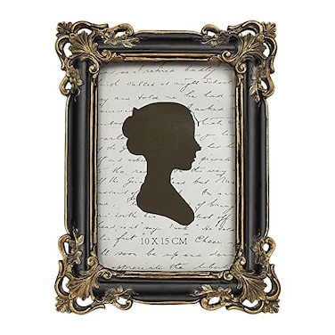 Sunlit Vintage Picture Frame 4x6 Inch Luxury Antique Photo Frames with Glass Front Photo Display Tabletop Wall Hanging Gift Ideas Black and Gold