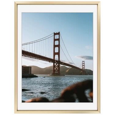 Frametory 12x16 Metal Picture Frame with Mat for 11x14 Picture Real Glass Aluminum Photo Frame Collection Gold 1 Pack